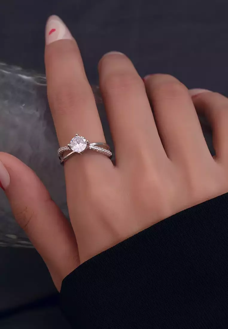 Cincin Wanita Original Aksesoris Adjustable Elegan 2 Karat Mewah Perhiasan Fashion