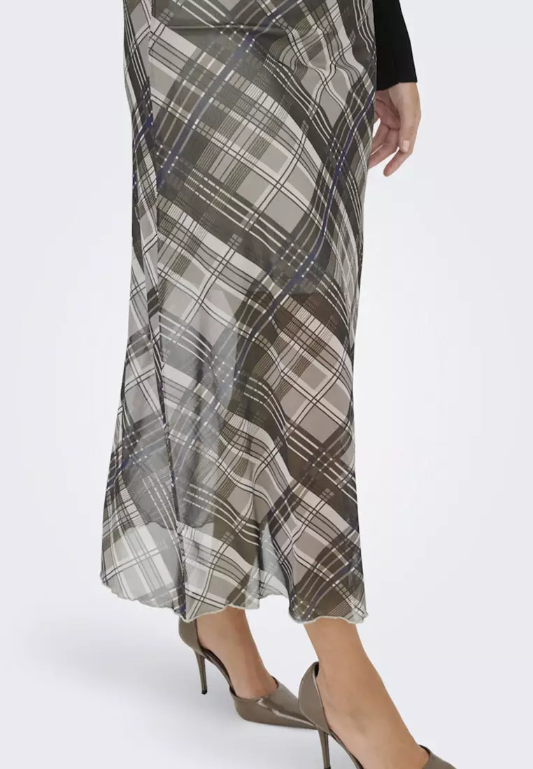 Checked Mesh Skirt
