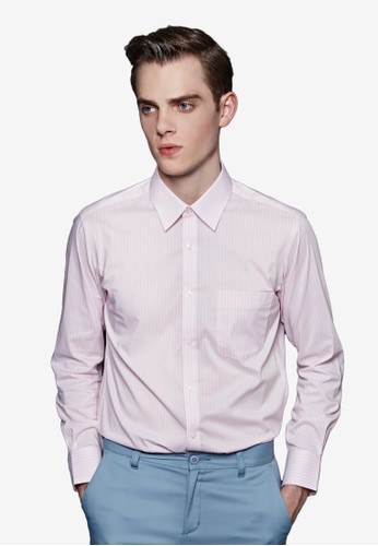 簡約都會。立體版型。條紋精紡商務襯衫-MIT-110esprit 香港04-粉紅條, 服飾, 商務襯衫