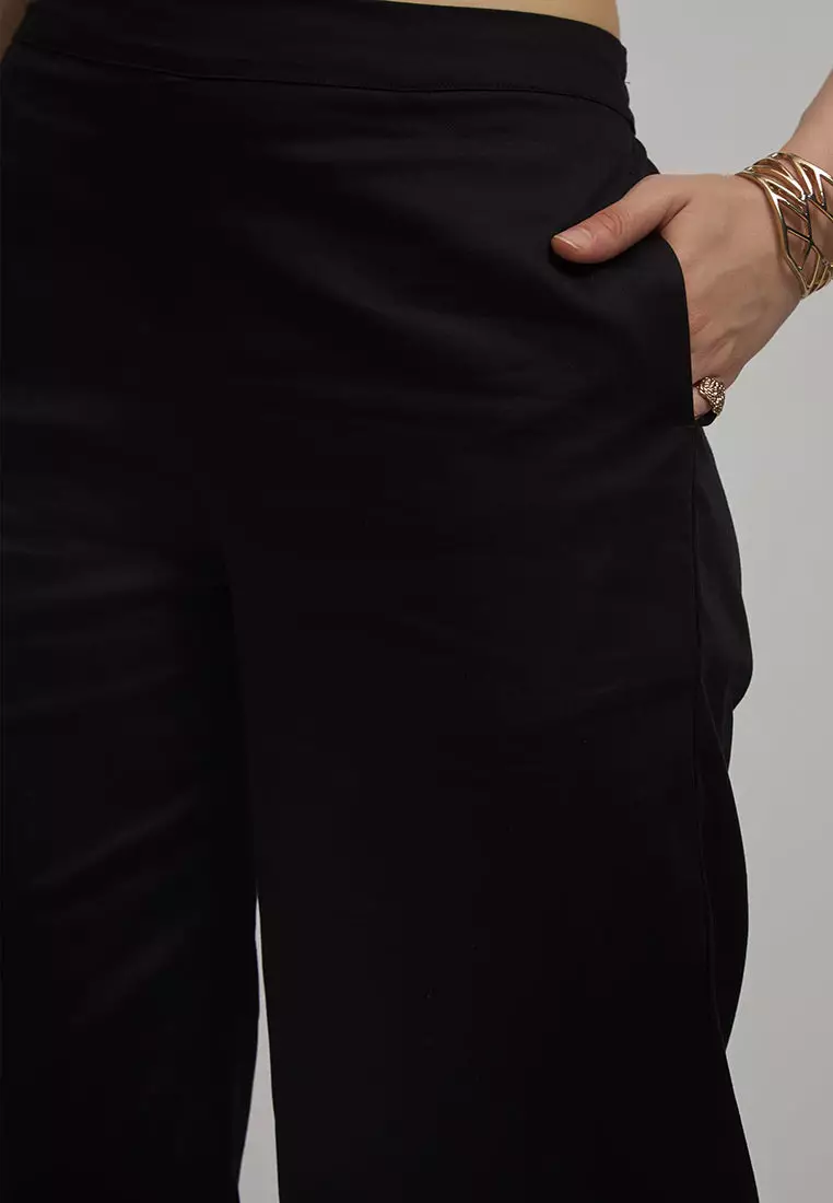 VIRGIO Cotton Stretch High Rise Wide Pants