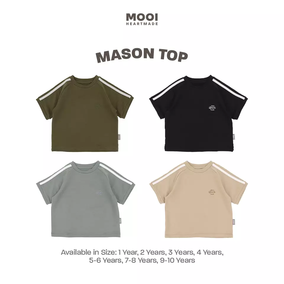 Mooi Kaos Anak Laki - Laki Mason Top - Light Grey