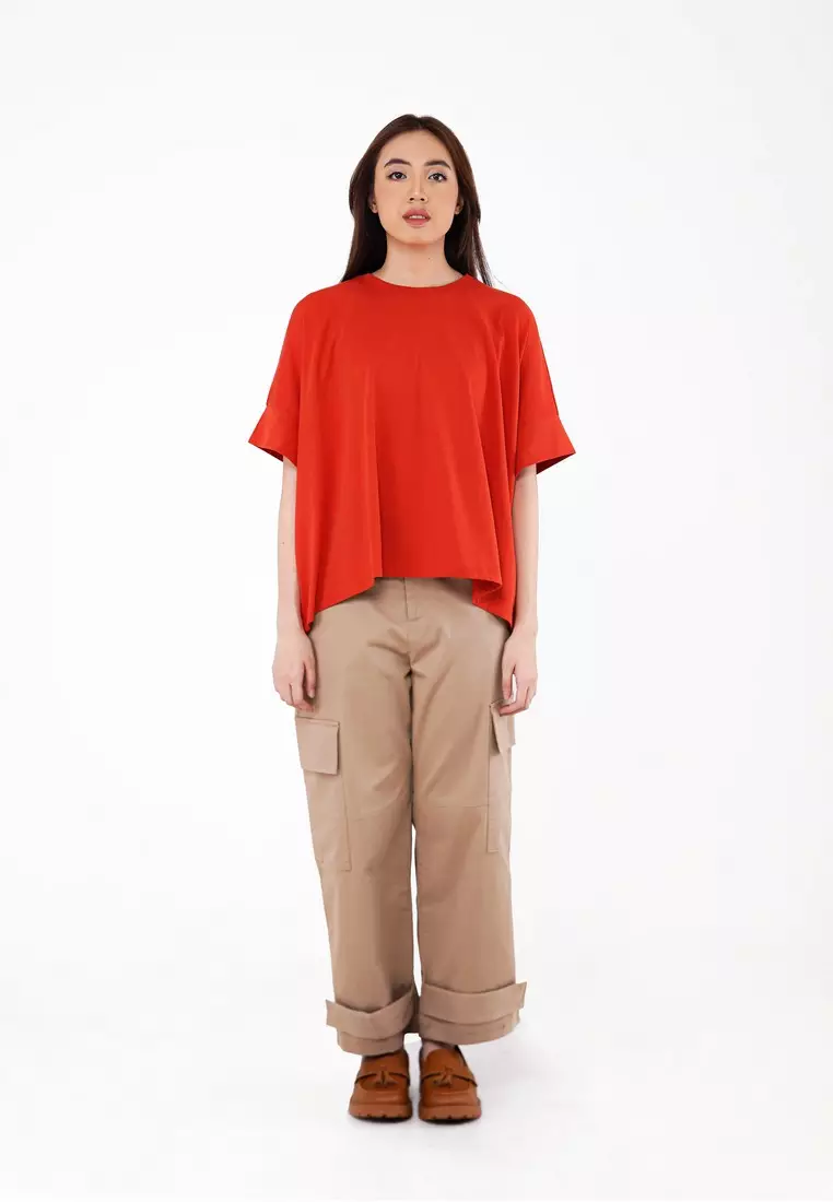 Women's T-Shirt Mid Cropped Short Sleeve Cotton C111023