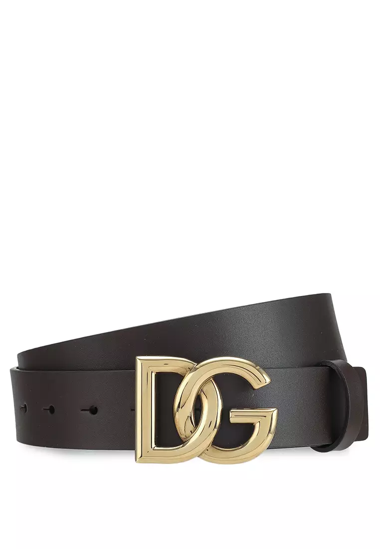 Buy Dolce & Gabbana Leather Belt with Crossover DG Logo Buckle 35mm (ik ...