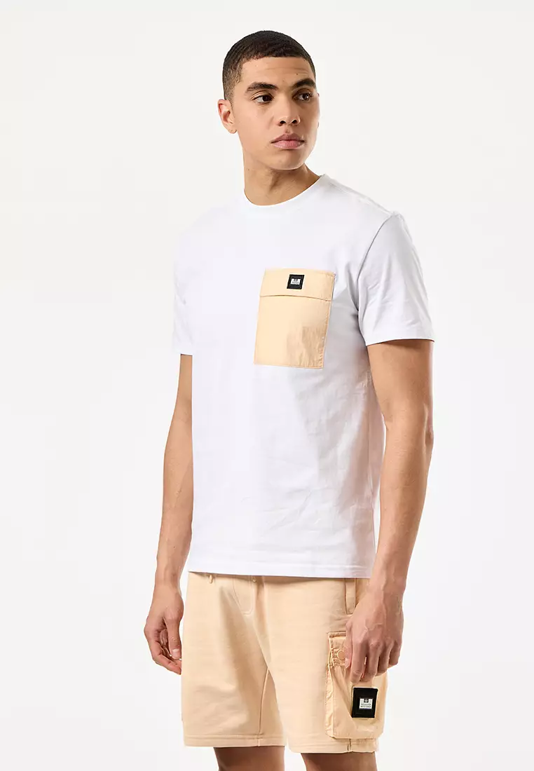 MENS WHITE/DEEP CHAMPAGNE STINIVA CONTRAST PARACHUTE POCKET TEE