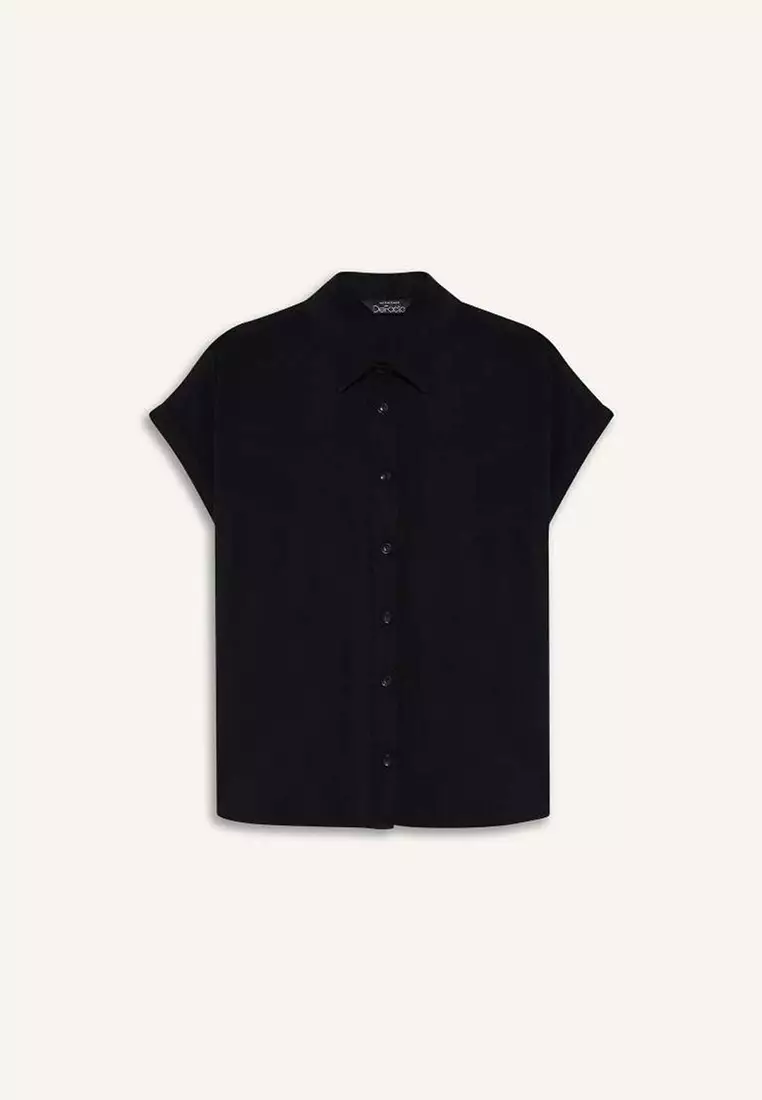 Regular Fit Basic Plain Viscose Short Sleeve Shirt N7819Az25Sp