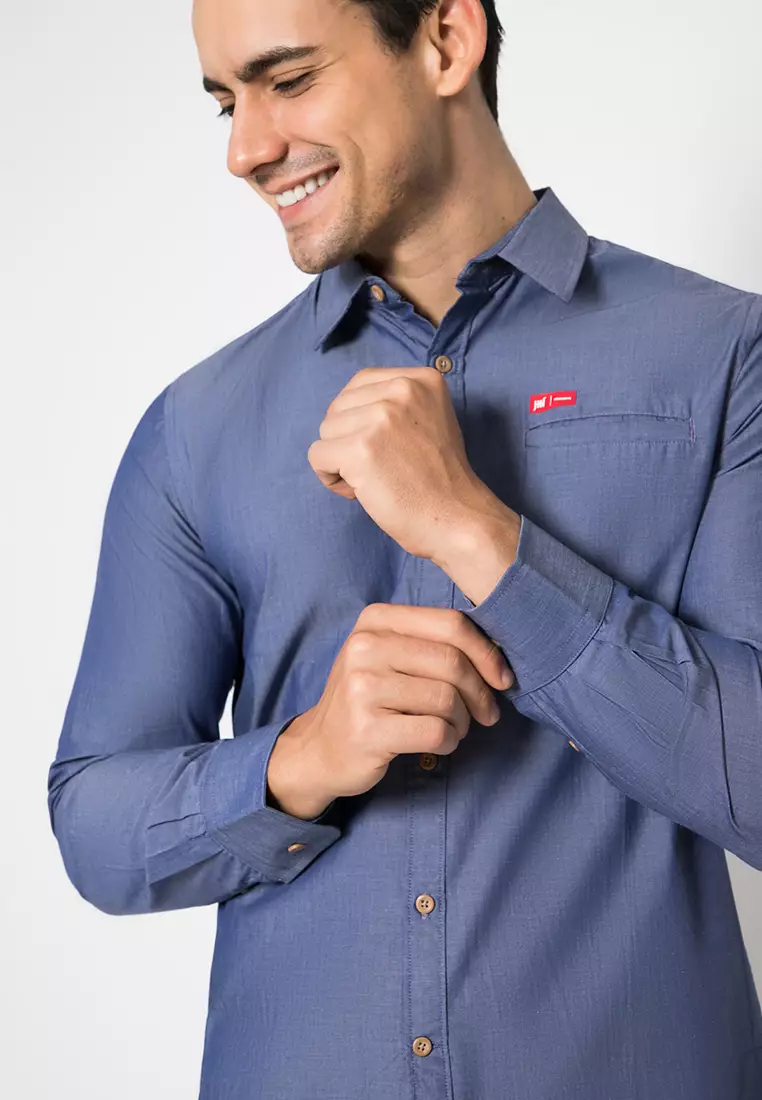Johnwin - Kemeja Casual - Polos - Biru - ASH.670.G871.577.C
