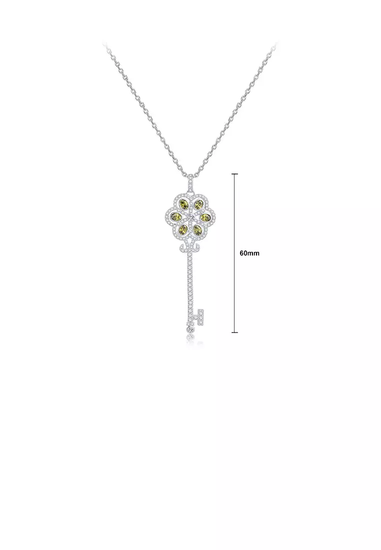 Fashion Temperament Flower Key Pendant with Cubic Zirconia and Necklace