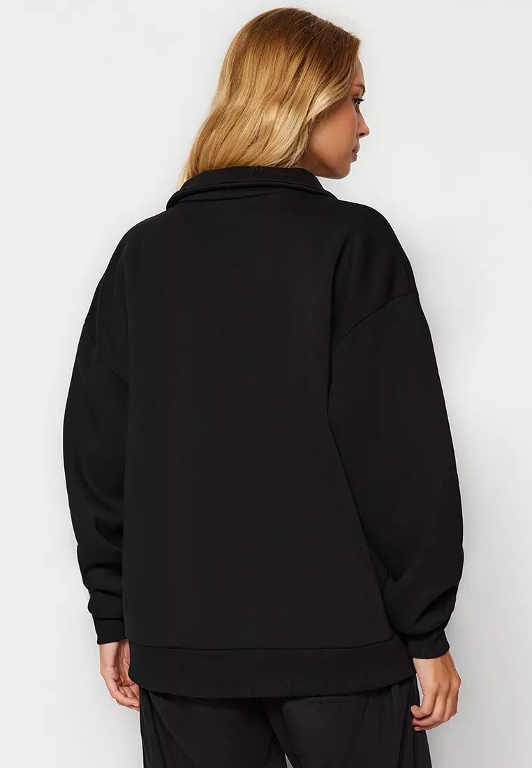 Zipper Printed Sweatshirt