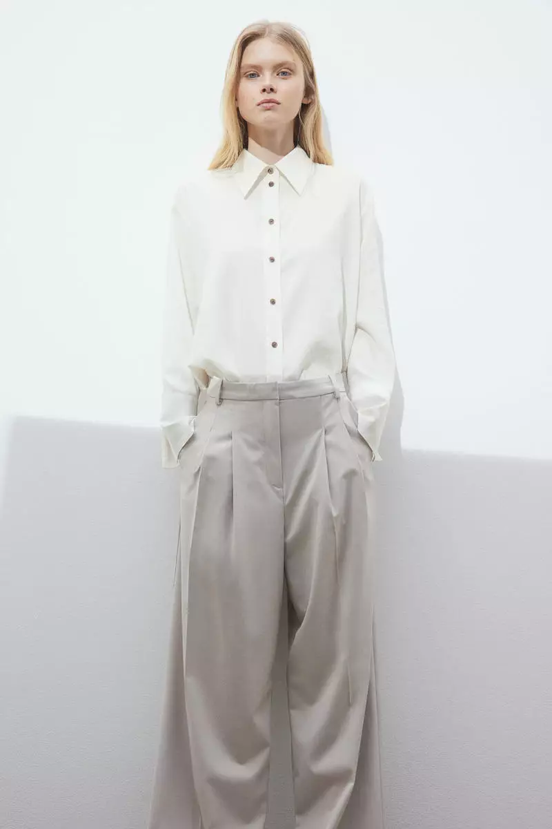 Oversized linen-blend shirt