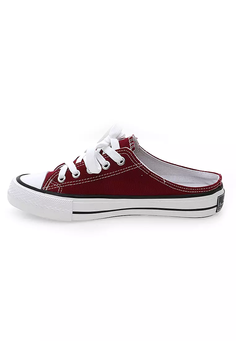 Sneakers Slip On Casual Pria Wanita Tali Ikat Comfortable - Maroon
