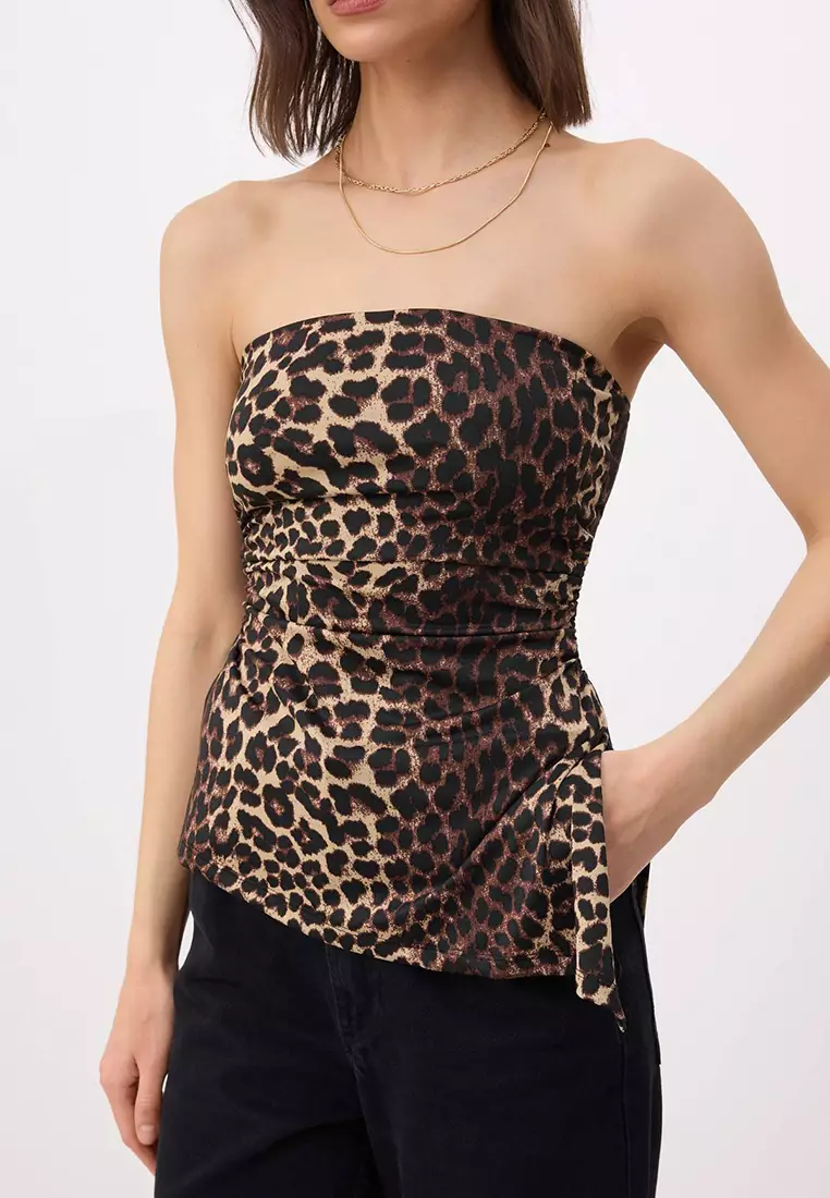 Strapless Leopard Top