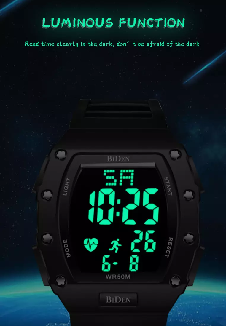 Jam Tangan Pria Digital Olahraga Multifungsi Tali silikon Anti Air Jam LED
