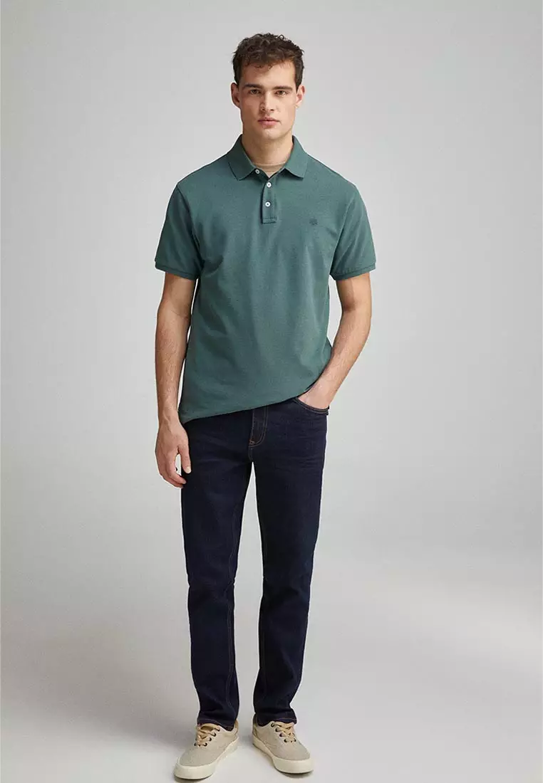 Slim Fit Contrast Piqué Polo Placket