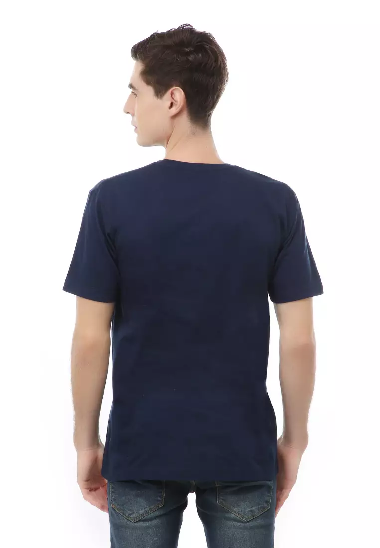 Jack T-Shirt Atasan Kasual Kaos Pria Rose Motive Lengan Pendek Material Cotton ORIGINAL - Navy
