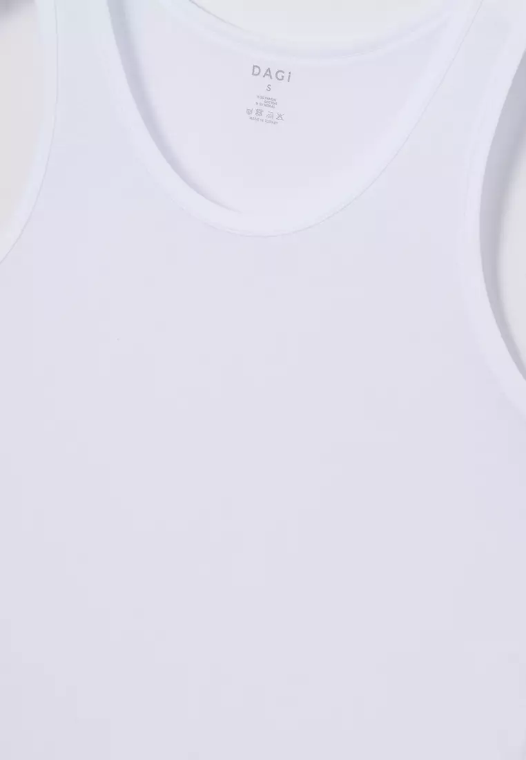 White Tanktop, U-Neck, Regular Fit, Plain Tone, Cotton, Sleeveless Underwear for Men