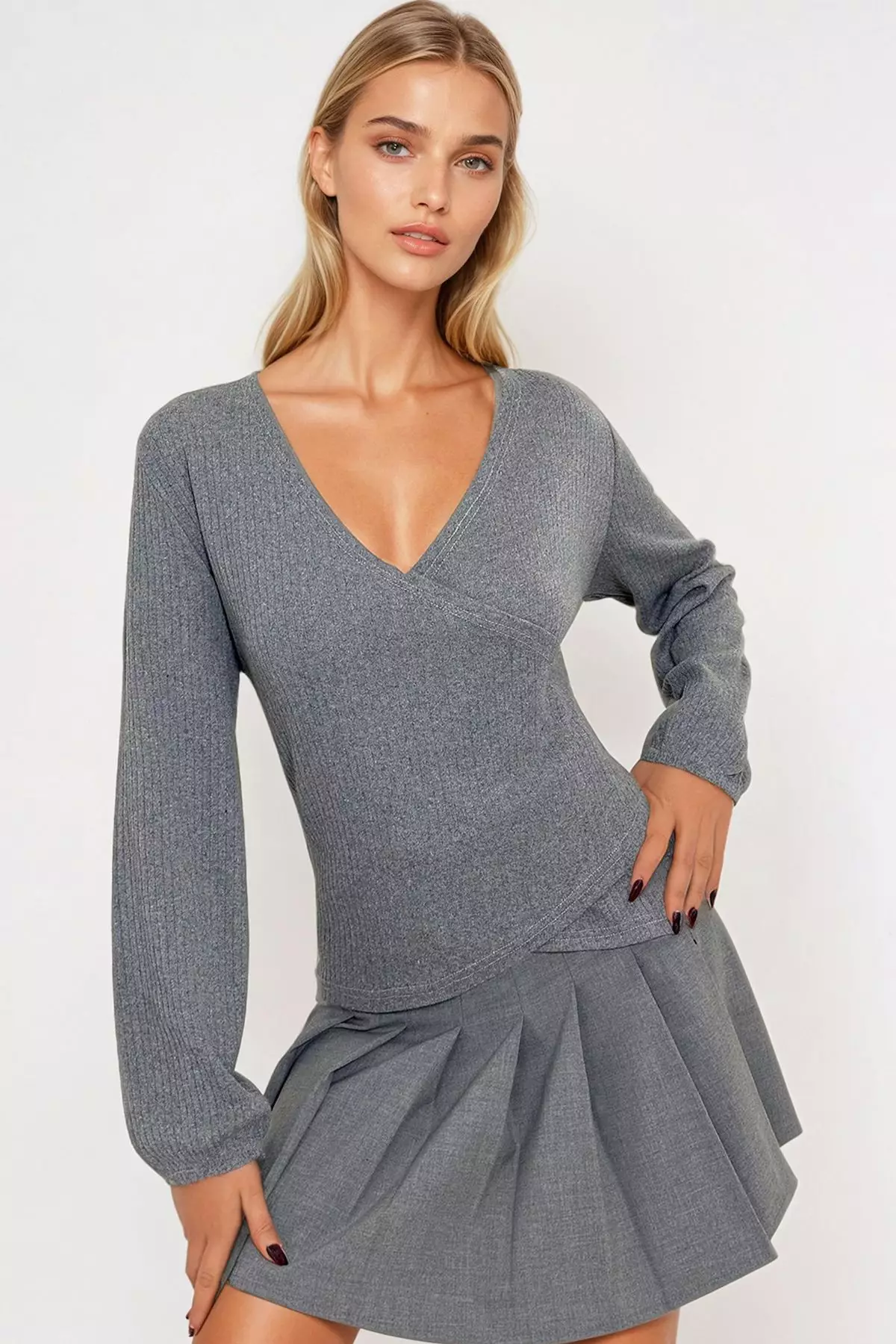 Long Sleeves Wrap Top