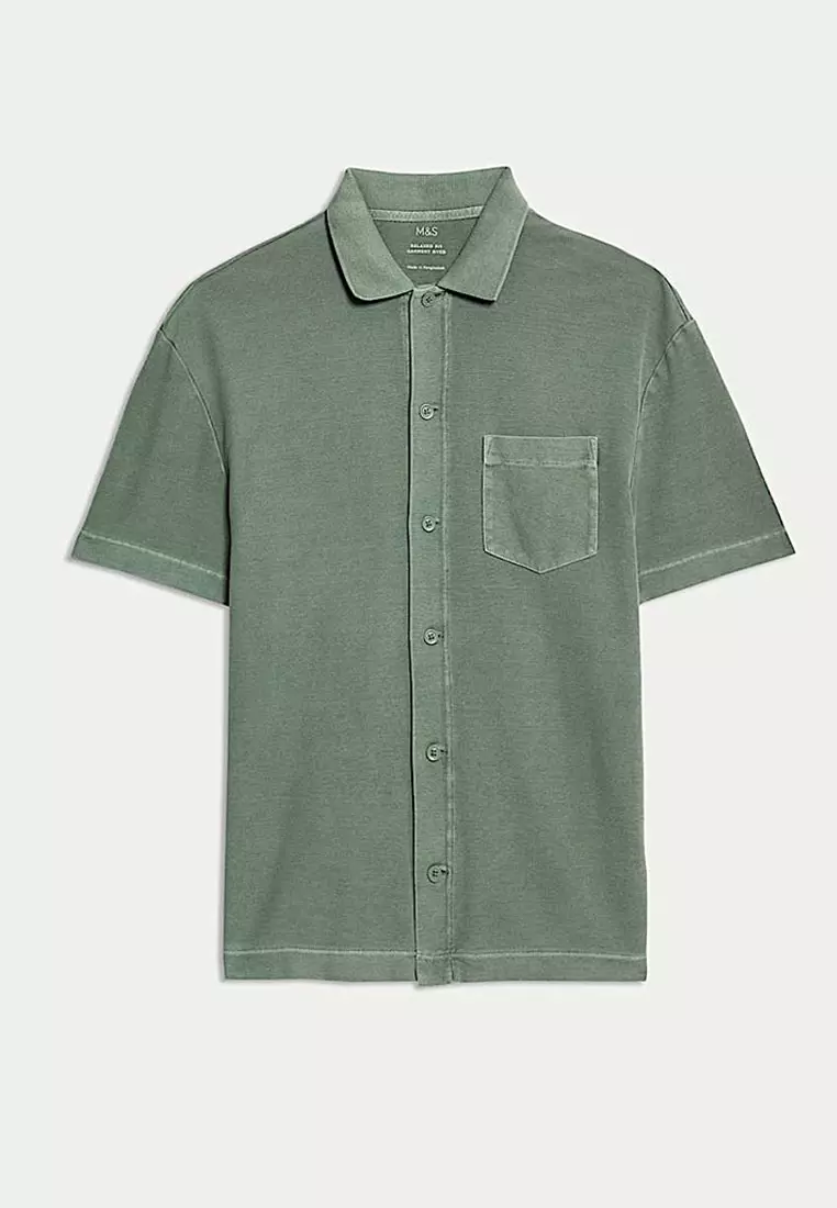 Relaxed Fit Pure Cotton Textured Polo Shirt