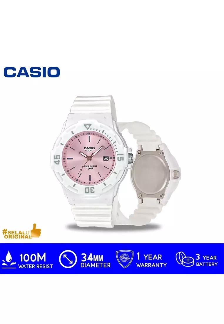 Casio - Female Analog Watches - Jam Tangan Analog Wanita - White - Resin Strap - LRW-200H-4E3VDF
