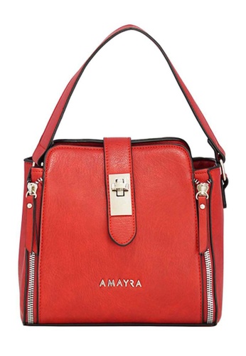 Amayra 紅色 雙拉鍊迷你手提包 56CFCAC4690EB8GS_1