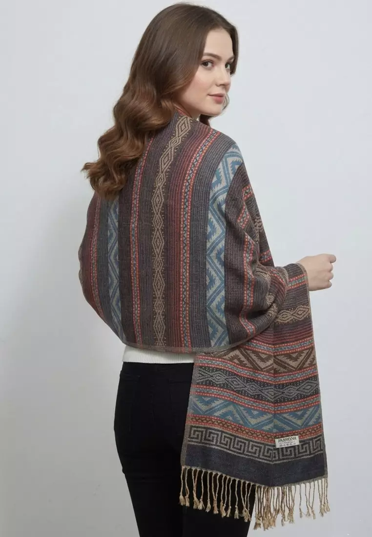 Aksesoris Wanita Reversible Viscose Nomad Weave Pashmina Shawl Syal Wanita Smoked Mauve