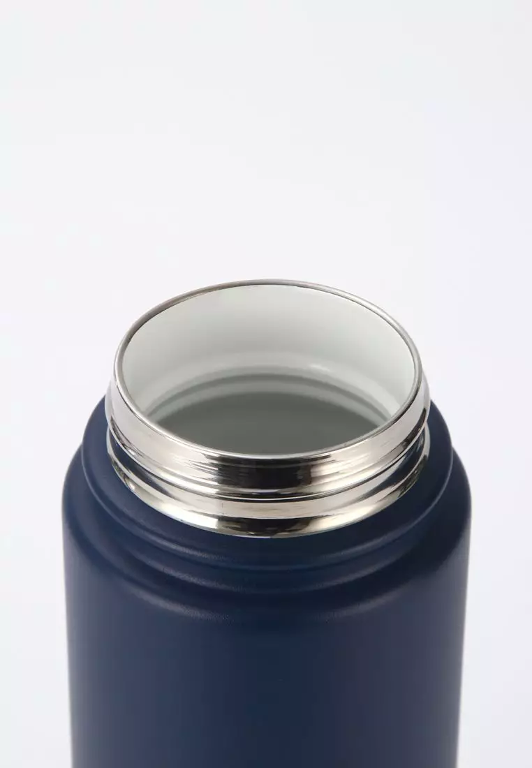 Crossing Urban Ceramic S/S Insulated Flat Cap Bottle With Handle 600ml - Ink Blue (Dark Blue)