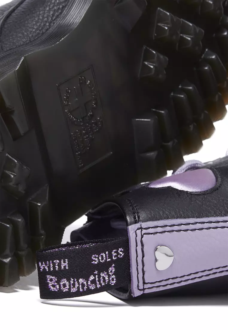 1460 Zip Heart Virgina Satin Lux Leather Lace Up Boots Black - Women