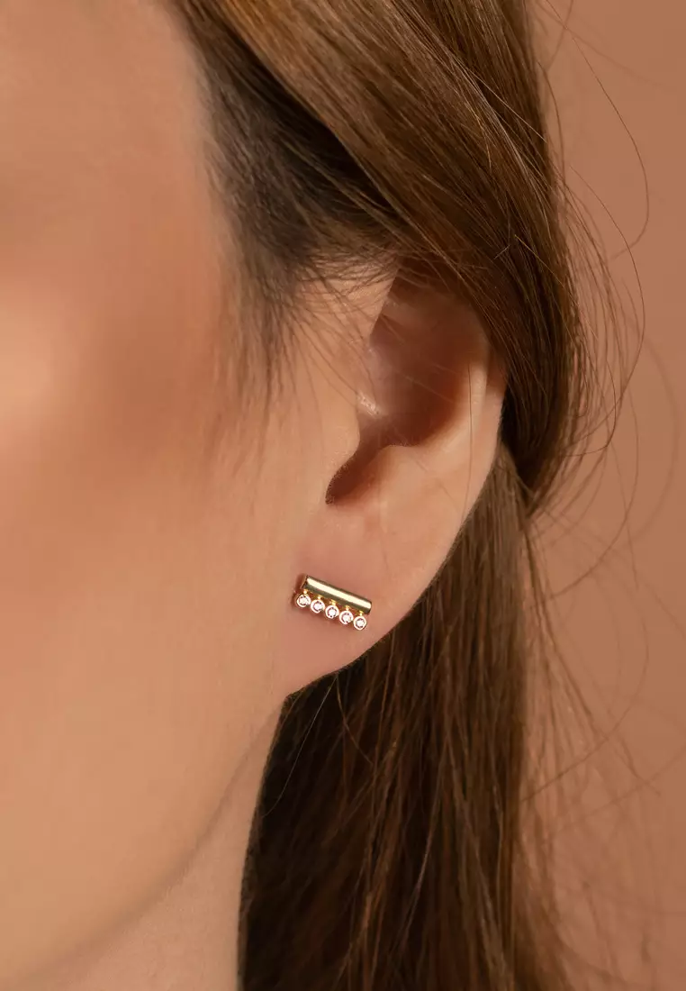 Bar Duo Studs 14k Gold