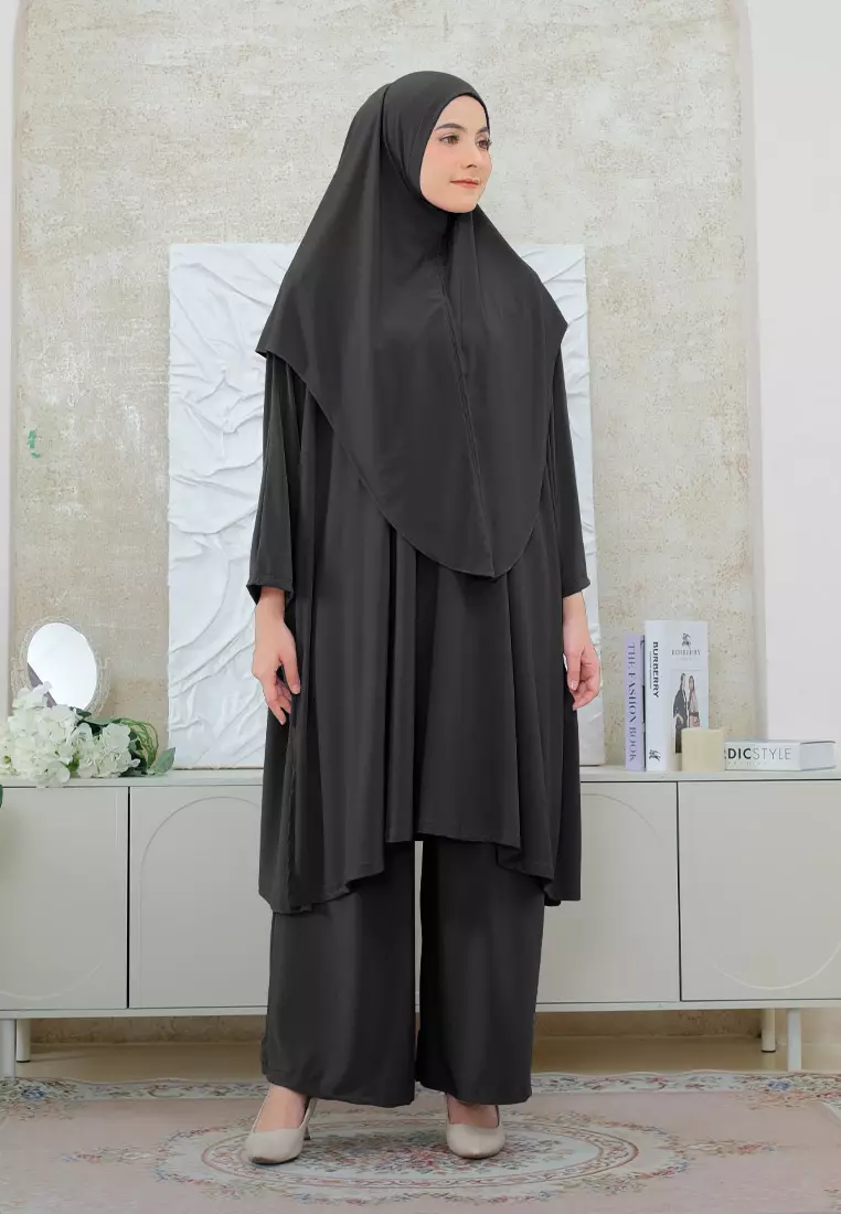 Cotton Bee - Lunara Tunik Set | Tunik Kulot Khimar | Setelan Wanita - L