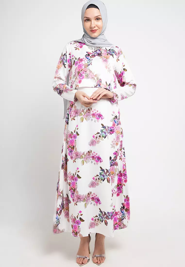 Nane Maxi Dress In Offwhite Print