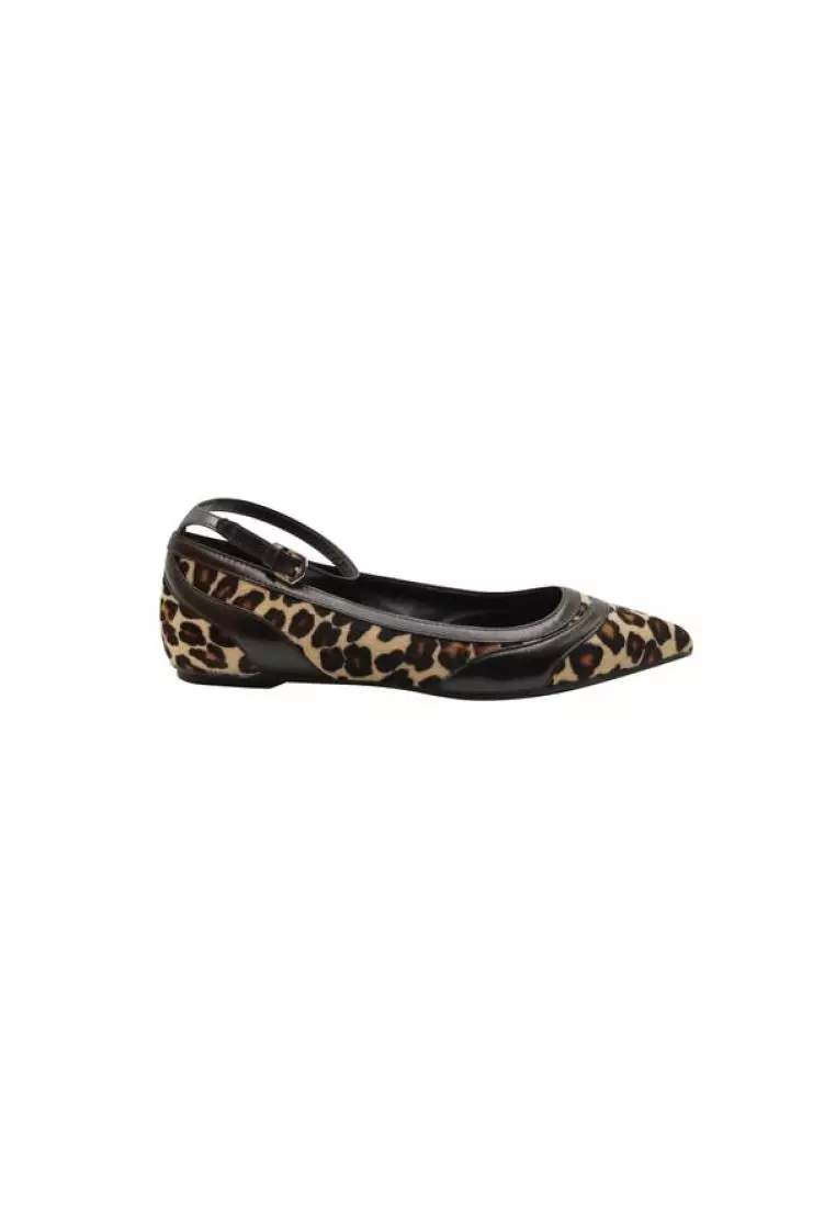 Leopard flats with ankle on sale strap