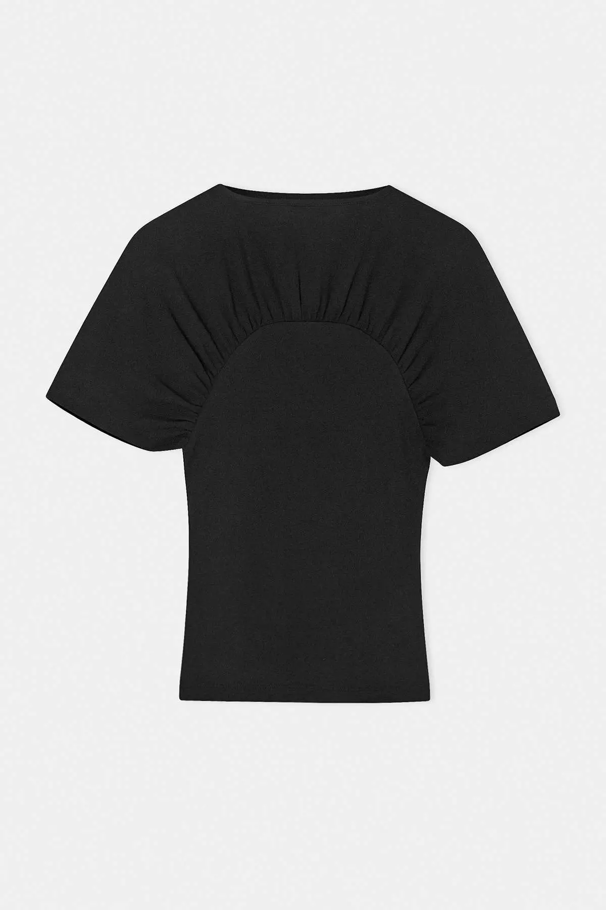 Black Fitted/Bodycon Boat Neck Short Sleeve 100% Cotton Knitted T-Shirt Twoss26Ts00264
