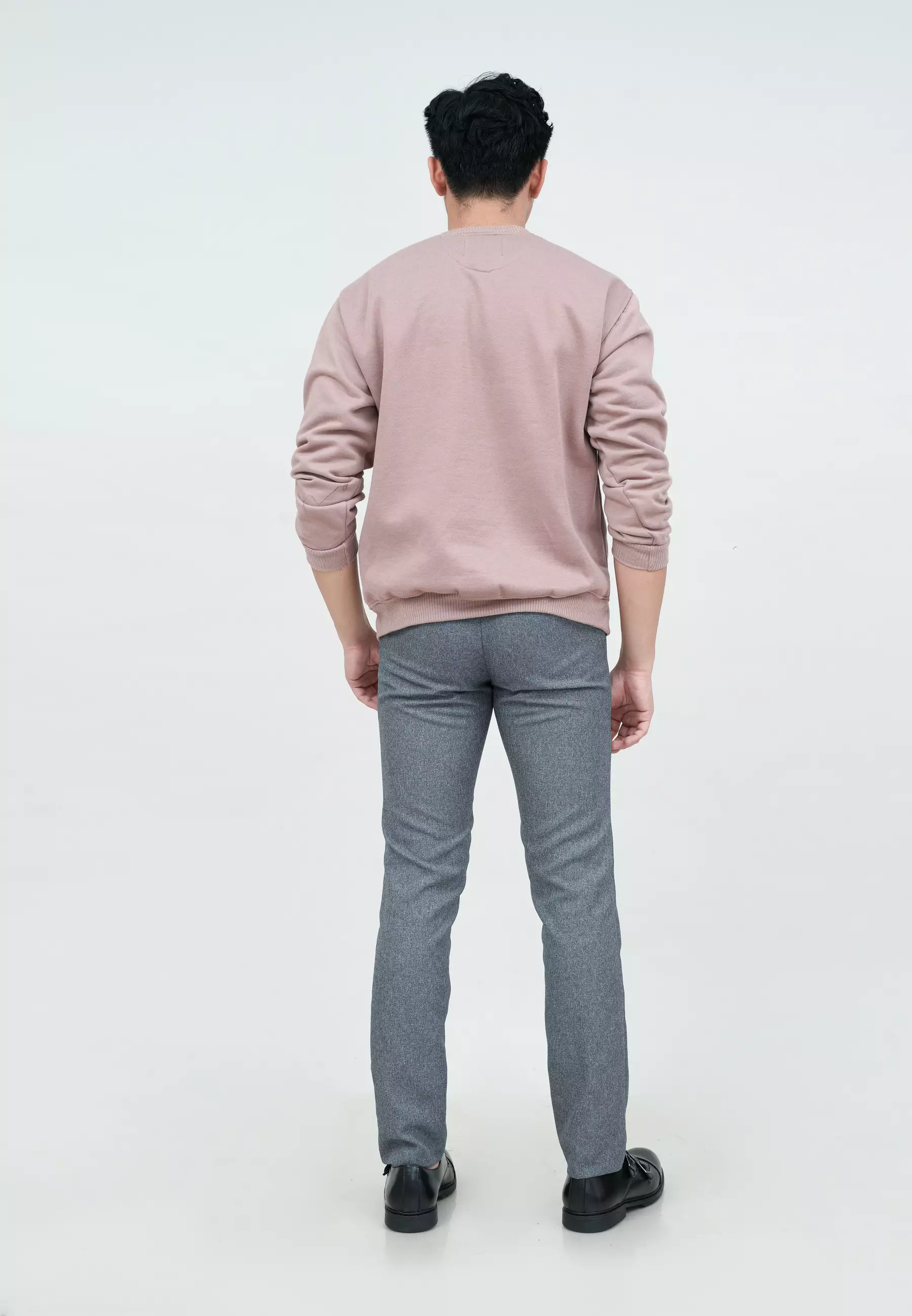 Sweater Basic Lengan Panjang Baju Sweater Tebal Kata Merah Muda