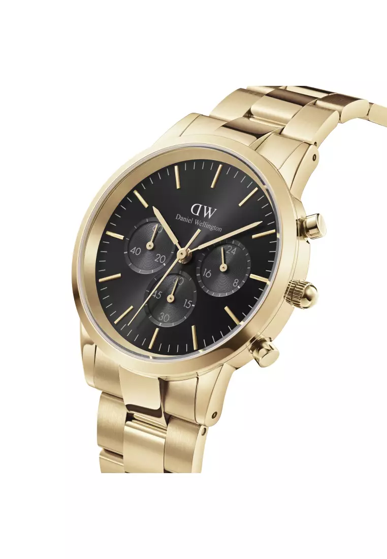 Iconic Chronograph 42mm Link Gold Onyx DW watches for men - Men's watch - Male watch Stainless steel strap