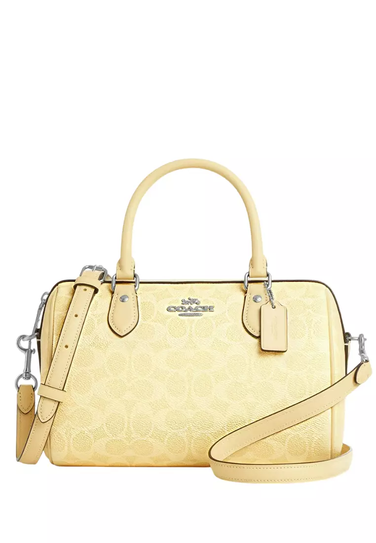 Buy Coach Coach Rowan Satchel Bag In Signature Canvas - Yellow 