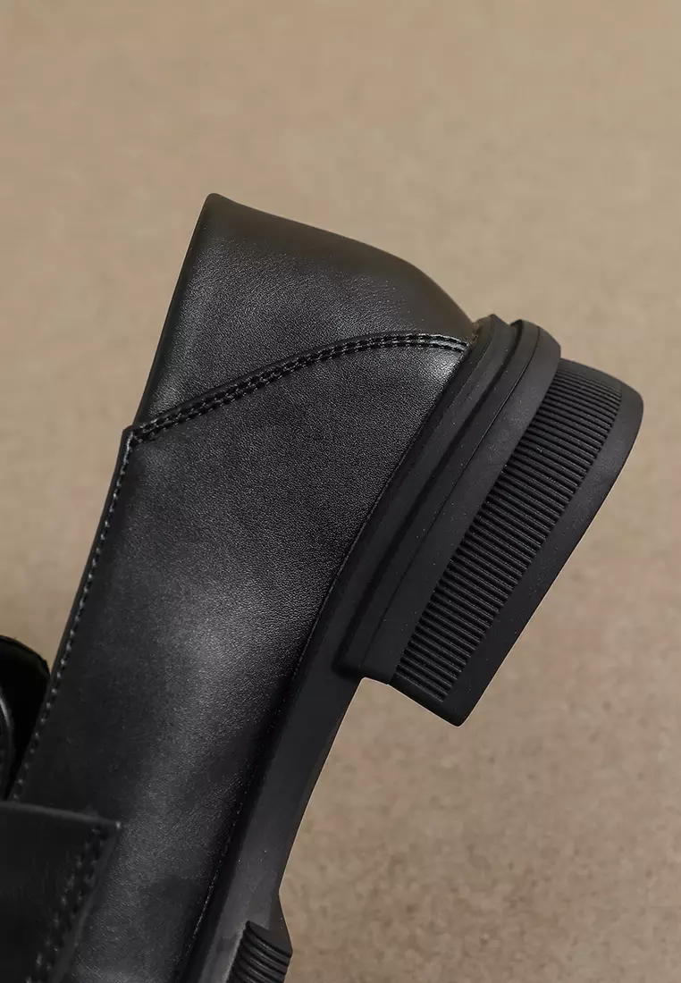 3.5CM Pleated Strap Synthetic Leather Loafers WW105-16