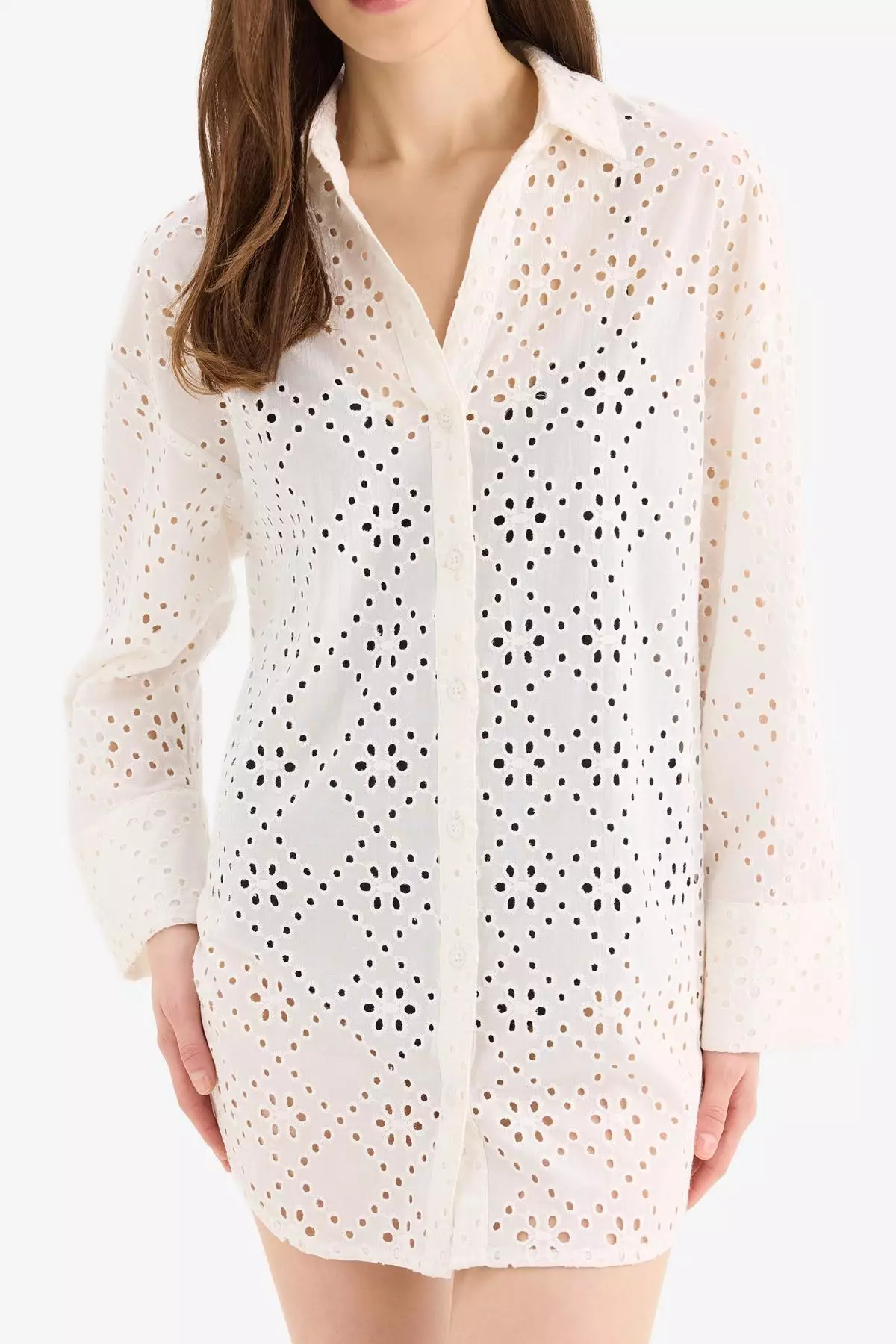 Regular Fit Cotton Brode Beach Shirt-Fall in Love C0506Ax25Sm