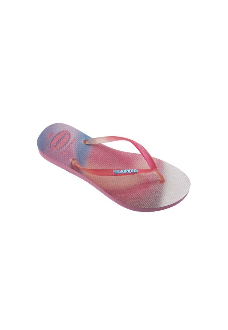 Women Slim Metallic Rainbow Flip Flops - Pink Lemonade