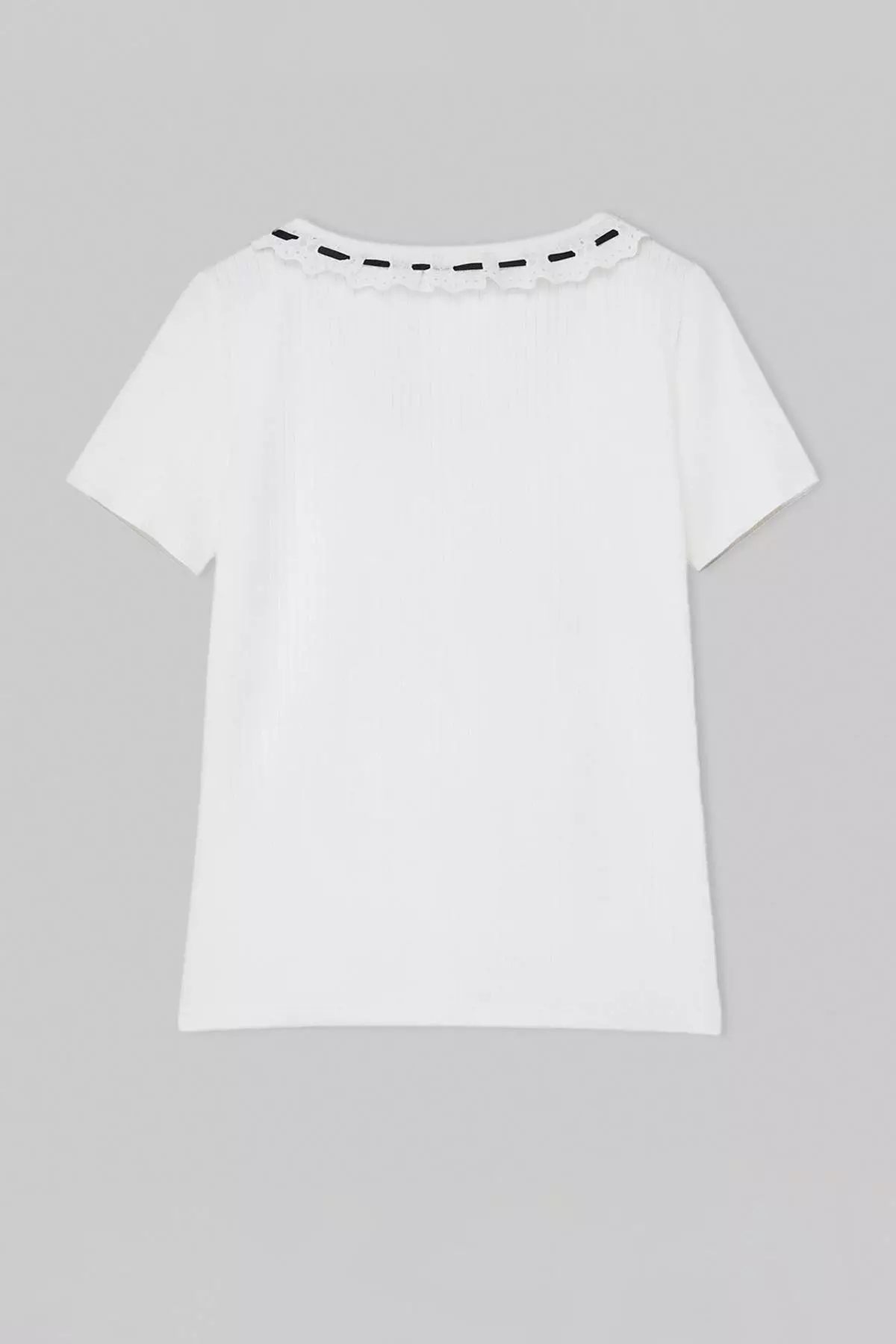 White Collar Detailed Camisole Knitted Plus Size Blouse Tbbss26Af00124