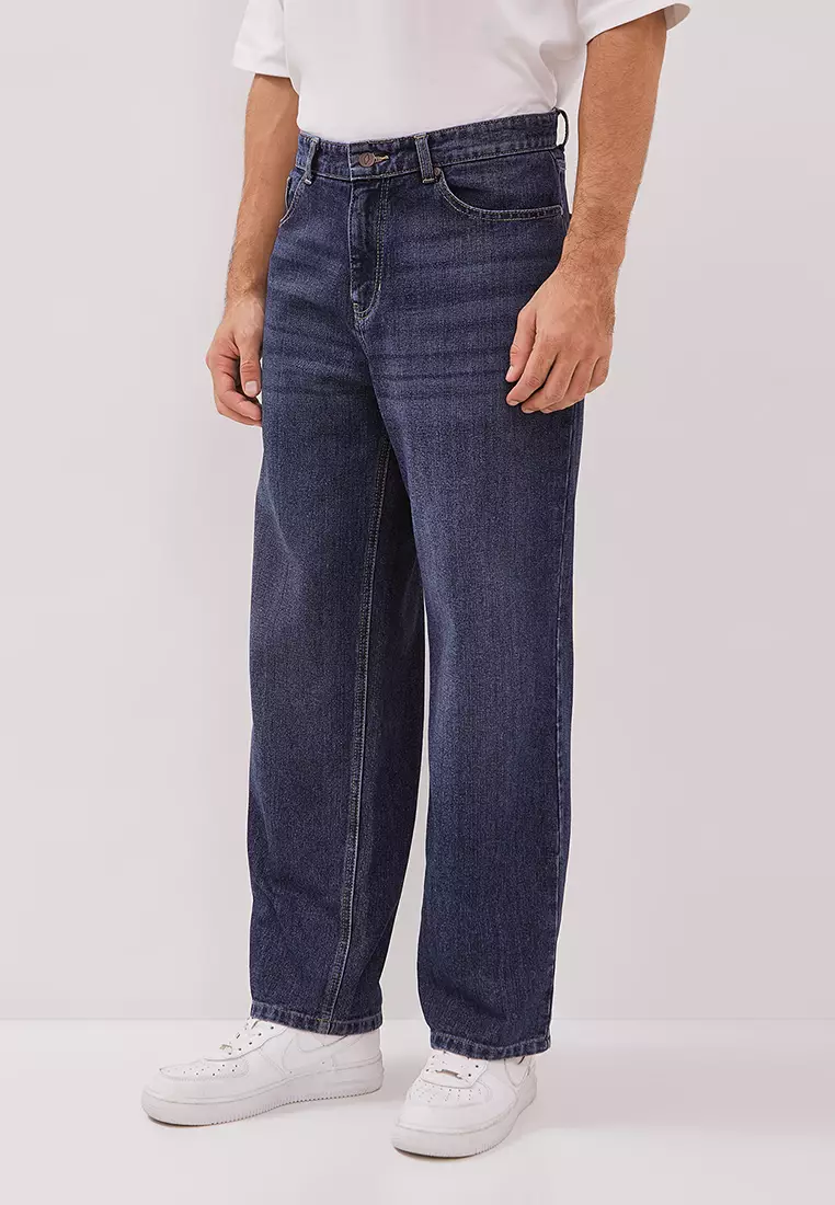 DUST Celana High Loose Jeans Ananta Dark Blue Comfease (DM.3902)