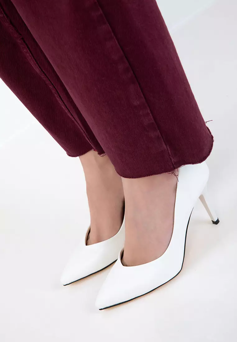 White Women's Classic Heeled Shoes 19549