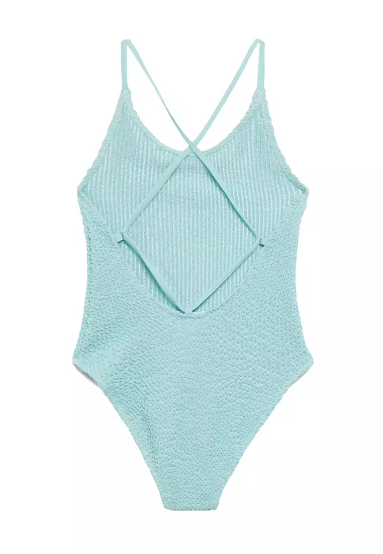 Wrap-Back Textured Swimsuit