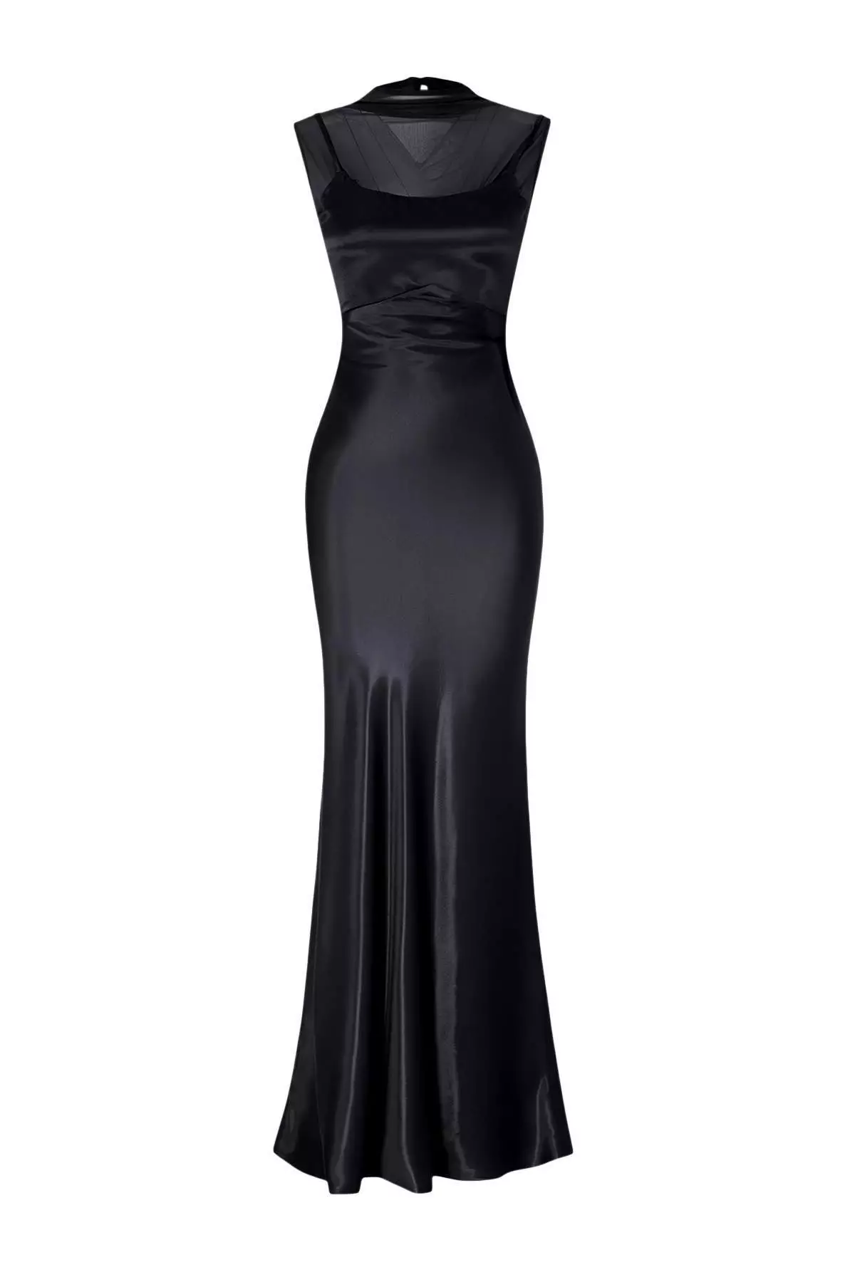 Black Plain Satin Maxi Evening & Graduation Dress Tprss26Ae168