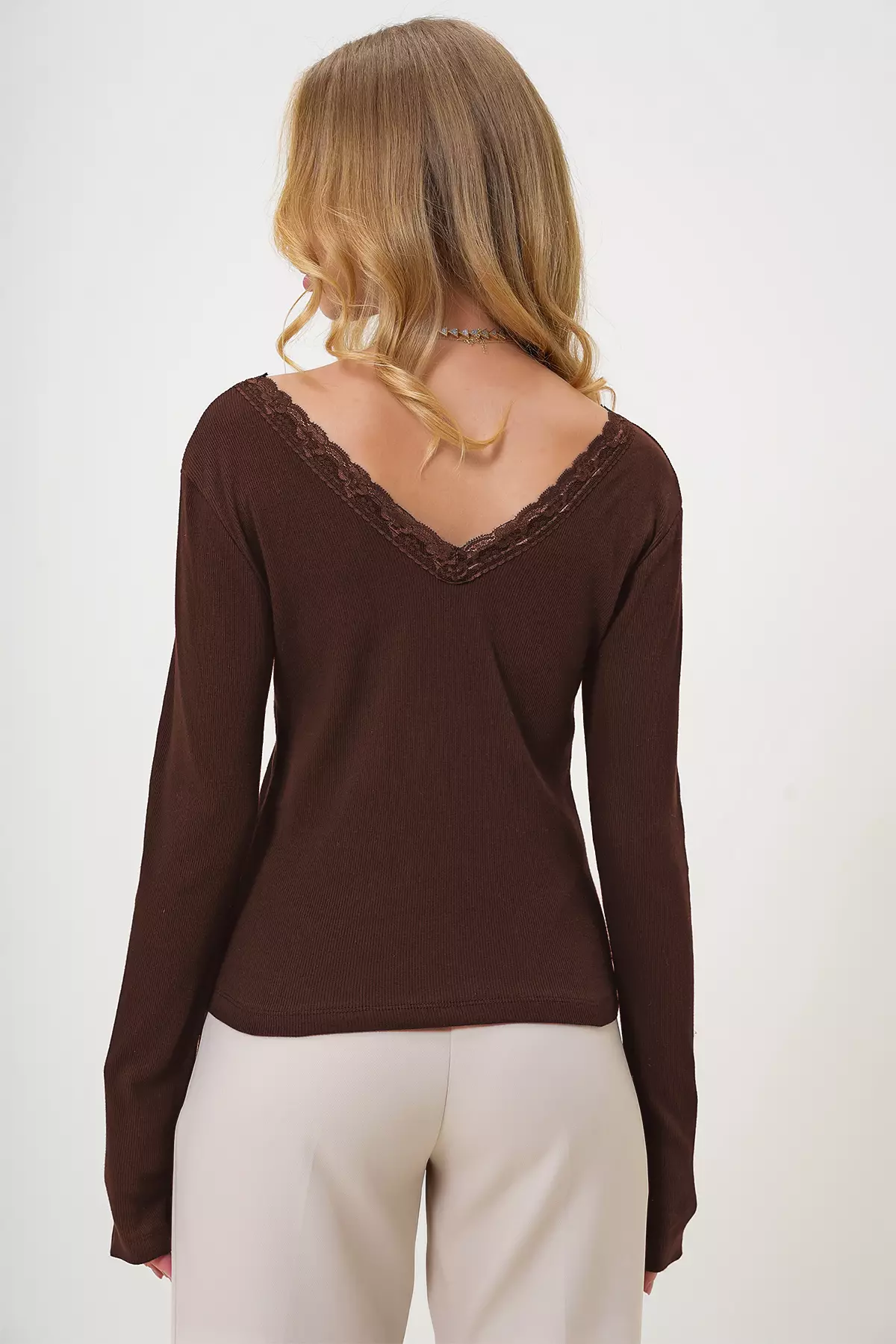 Buy Alacati Lace V-Neck Rib Top 2026 Online | ZALORA Philippines
