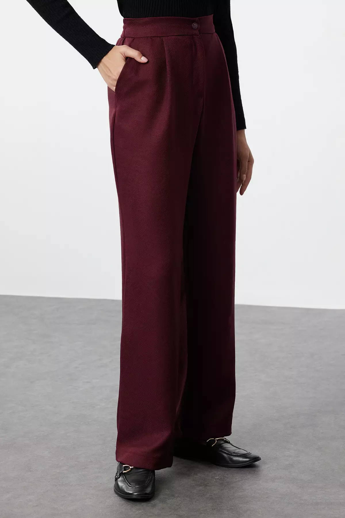 Burgundy Straight/Straight Cut Trousers