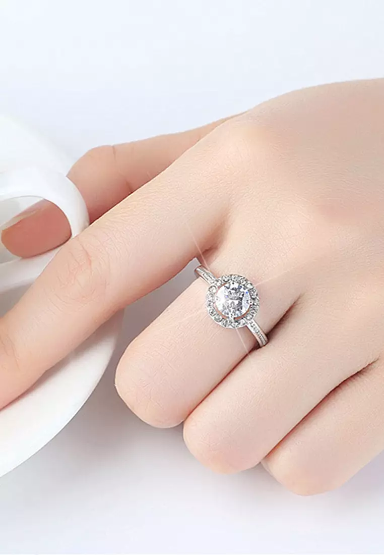 Cincin Wanita Berlapis Platinum Ring Anti Luntur Perhiasan Korea Luxury New Aksesoris Cewek R012