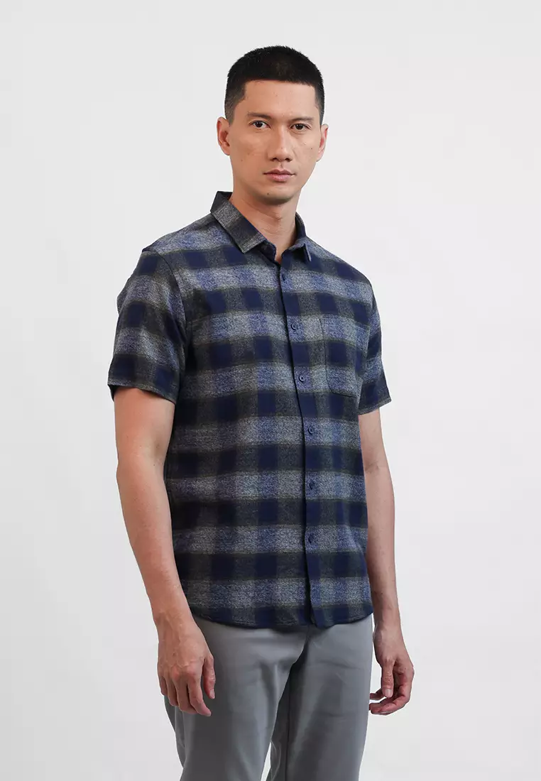 MOC Kemeja Lengan Pendek Pria HUGOS - NAVY