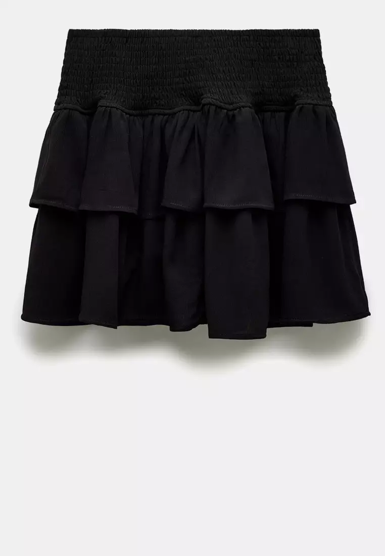 Folded Flounce Gimped Mini Skirt