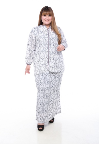 Kurung Stella in White from LoveLily in Grey and White and Multi