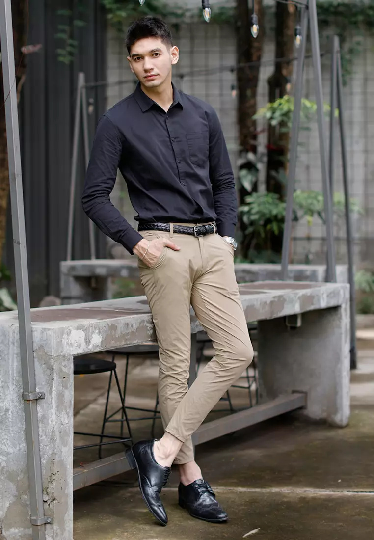 Oxcon Long Sleeve Business Shirt soft cotton Black