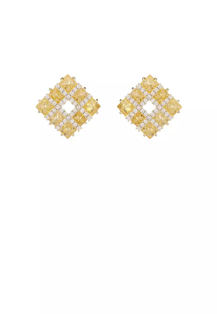Buy Glamorousky Simple Fashion Plated Gold Hollow Geometric Square